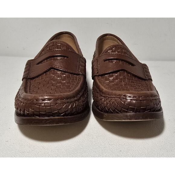 J.Crew Winona Penny Loafer Woven Italian Leather Womens 8.5 US Cognac Brown - Picture 4 of 10
